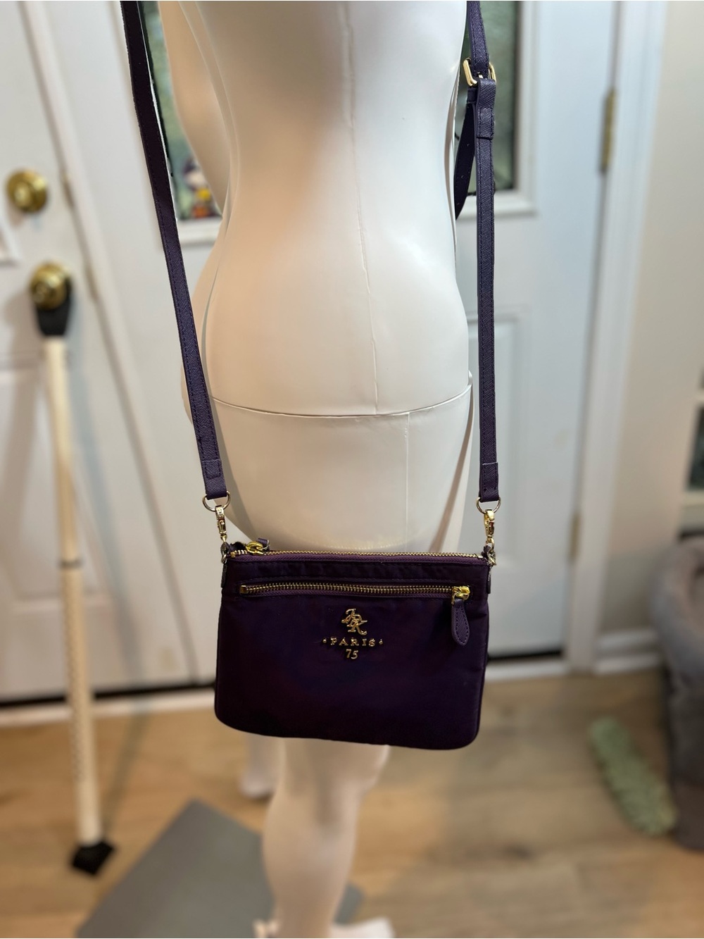 Plum Crossbody Bag with Gold Hardware